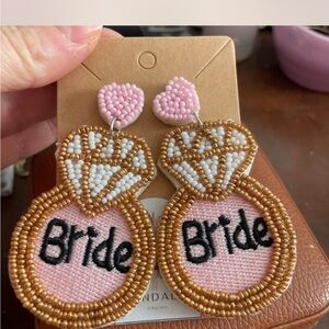 Pink and Gold Beaded Bride Earrings